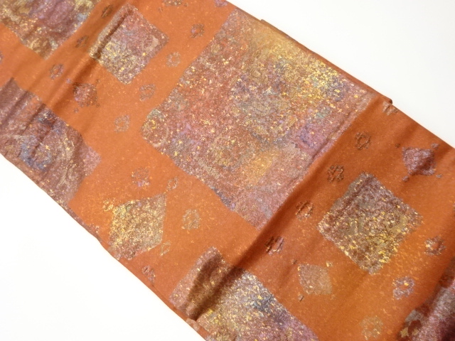 リサイクル　引箔抽象模様名古屋帯